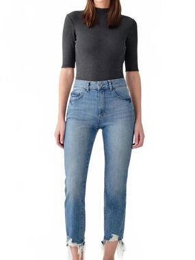 DL1961 Patti Straight Blue Distressed Jeans